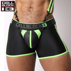 CELLBLOCK 13 - High Bar Neoprene Zipper Trunk with Detachable Pouch & Cock Ring - Green