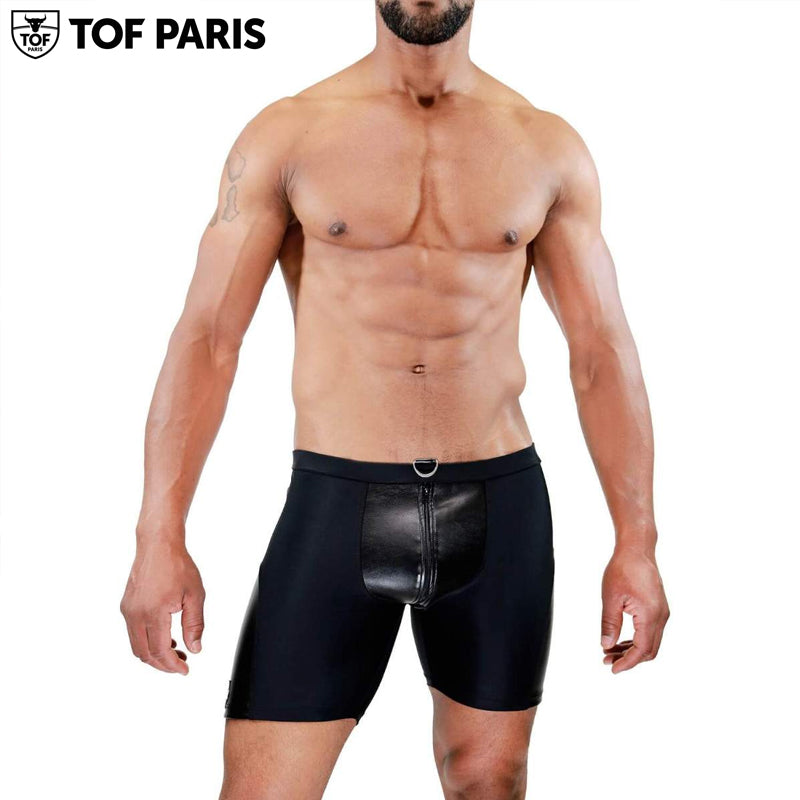 TOF Paris - Deri Full Zip Shorts - Black