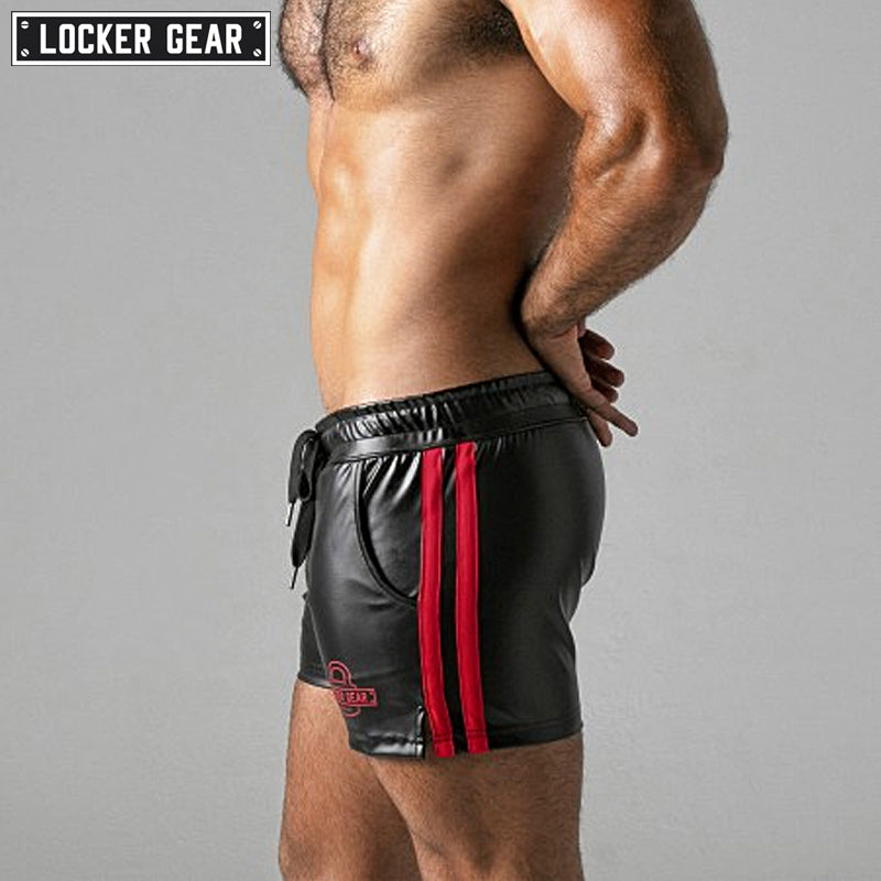 LOCKER GEAR - SAUCY RUDE Leatherette Shorts - Red