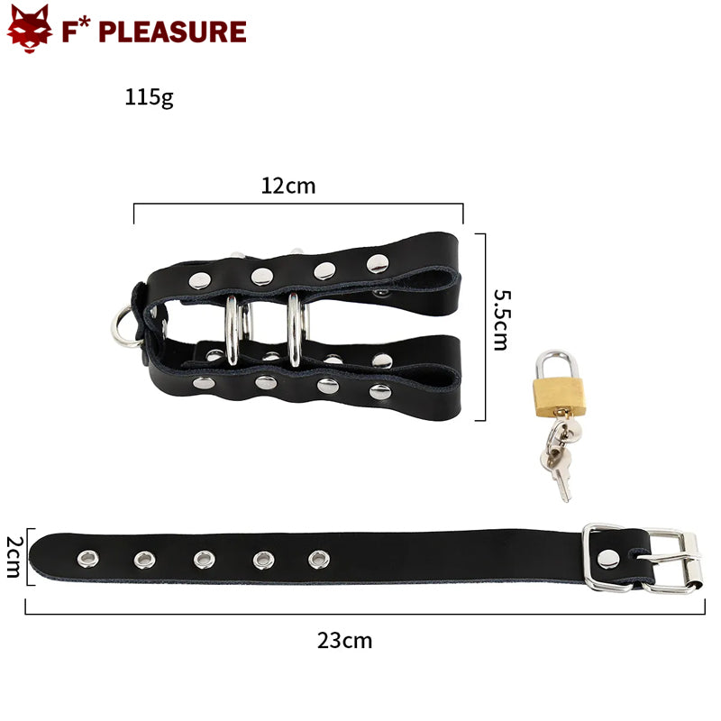 F* Pleasure - Leather Chastity Cage - Black (Size L)