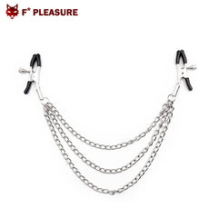 F* Pleasure stainless steel nipple clamps 2 pieces with chain