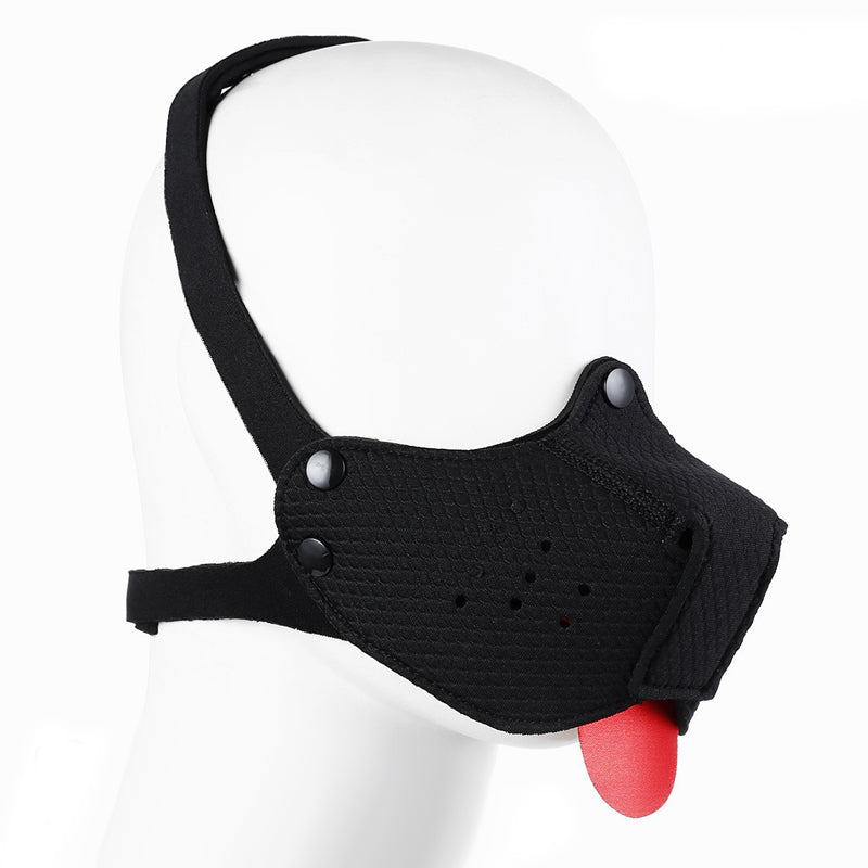 Half Puppy Mask with Tongue - Black