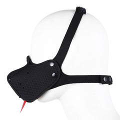 Half Puppy Mask with Tongue - Black