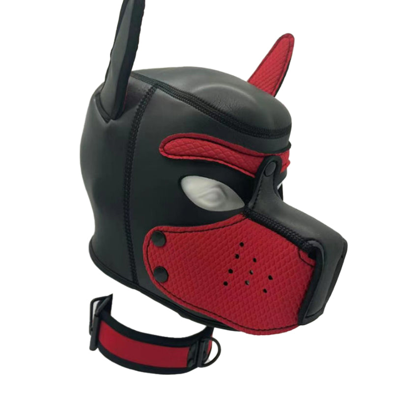 Neoprene Puppy Hood Set with Colar - Red