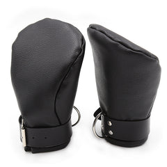 Bondage Fist Mitts PU Leather - Black