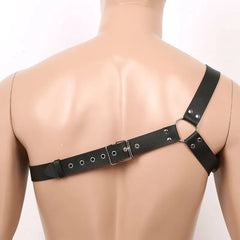 Brust-Harness Muscle Strap Bondage Kusnstleder Schwarz