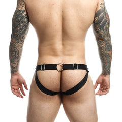 DNGEON Peakaboo Jock - Red Steel Faux Leather Jockstrap