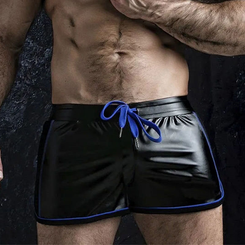 Sexy soft PU leather shorts with stripe