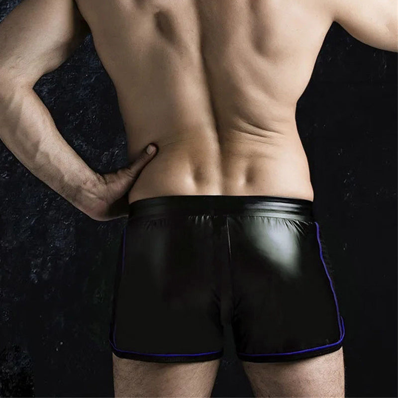 Sexy soft PU leather shorts with stripe