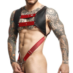 DNGEON Crop Top Cockring Harness Red