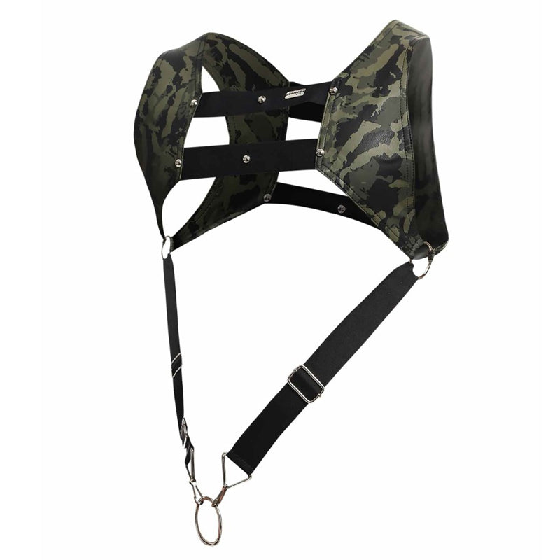 DNGEON Crop Top Cockring Harness Camo Green