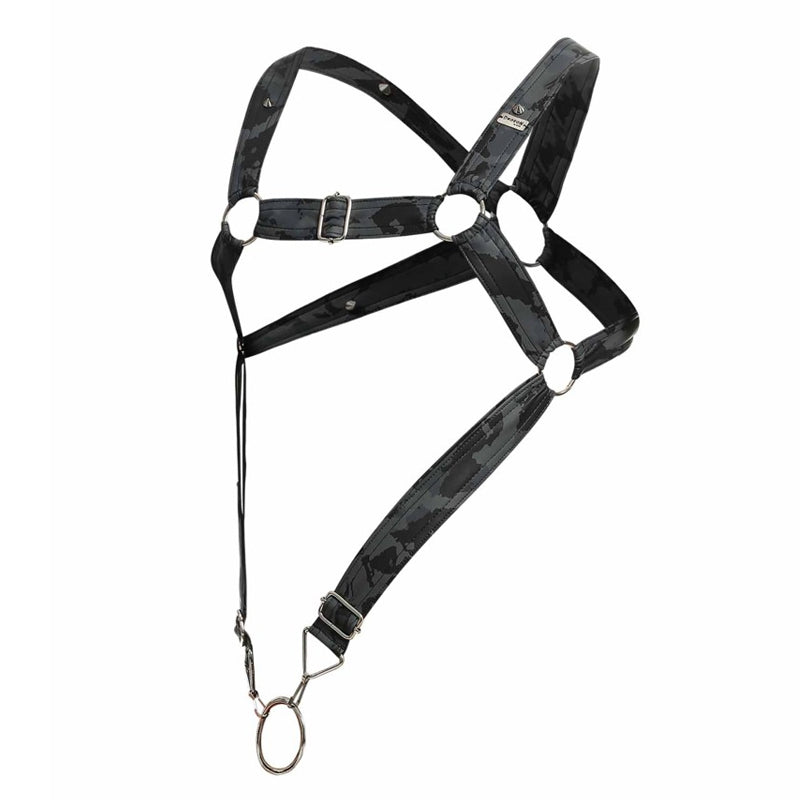 DNGEON Cross Cockring Harness Camo Grey