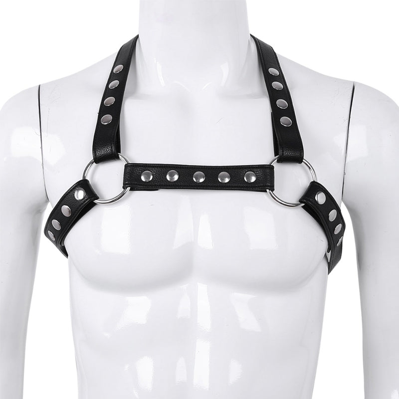 Chest Harness BDSM Clubwear PU Leather X Shape Back