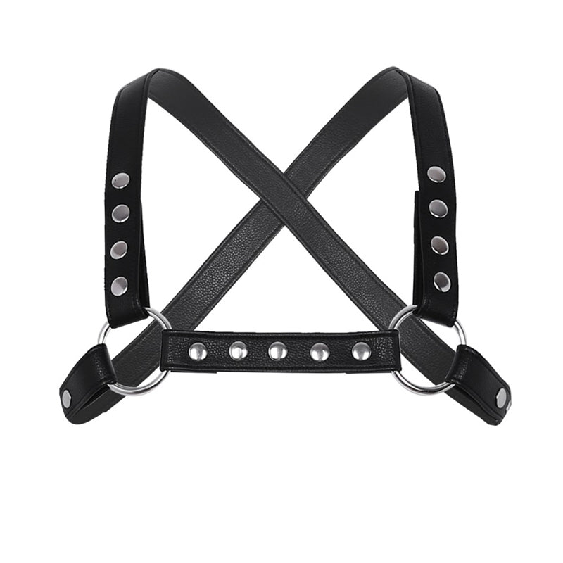 Chest Harness BDSM Clubwear PU Leather X Shape Back