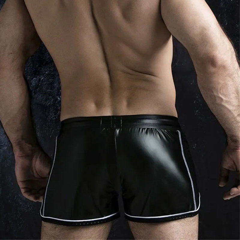 Sexy soft PU leather shorts with stripe