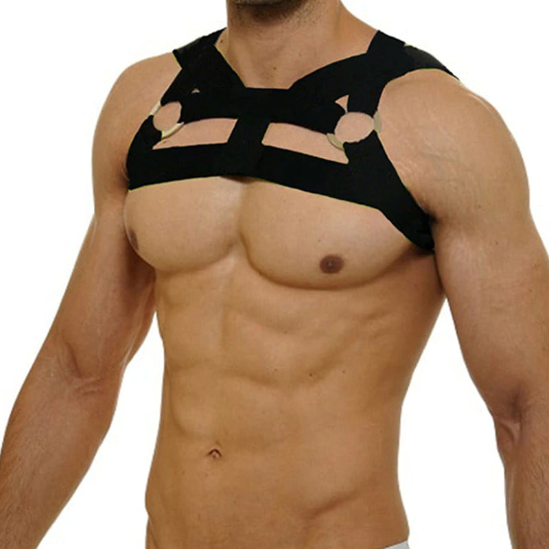 Party Club Harness Black with Metal Rings