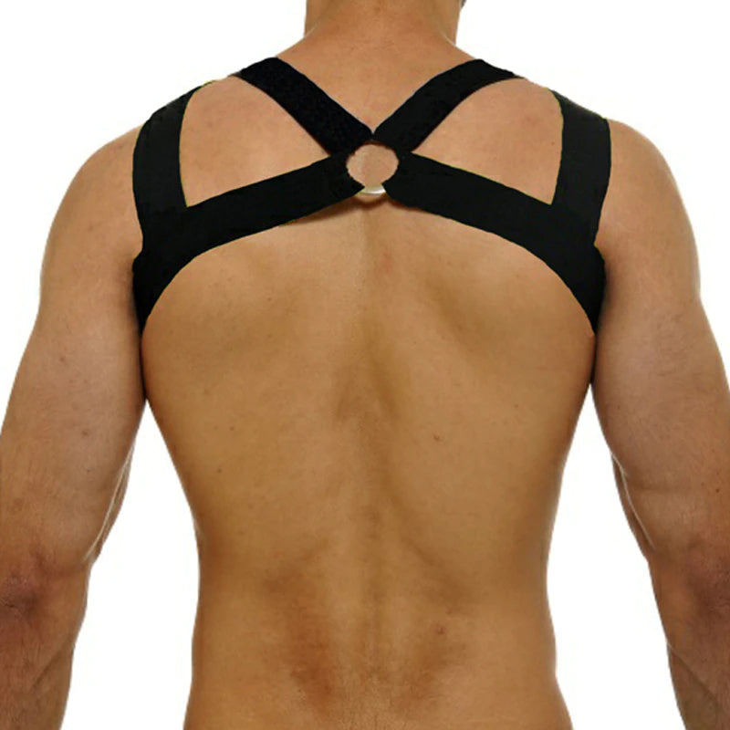 Party Club Harness Black with Metal Rings