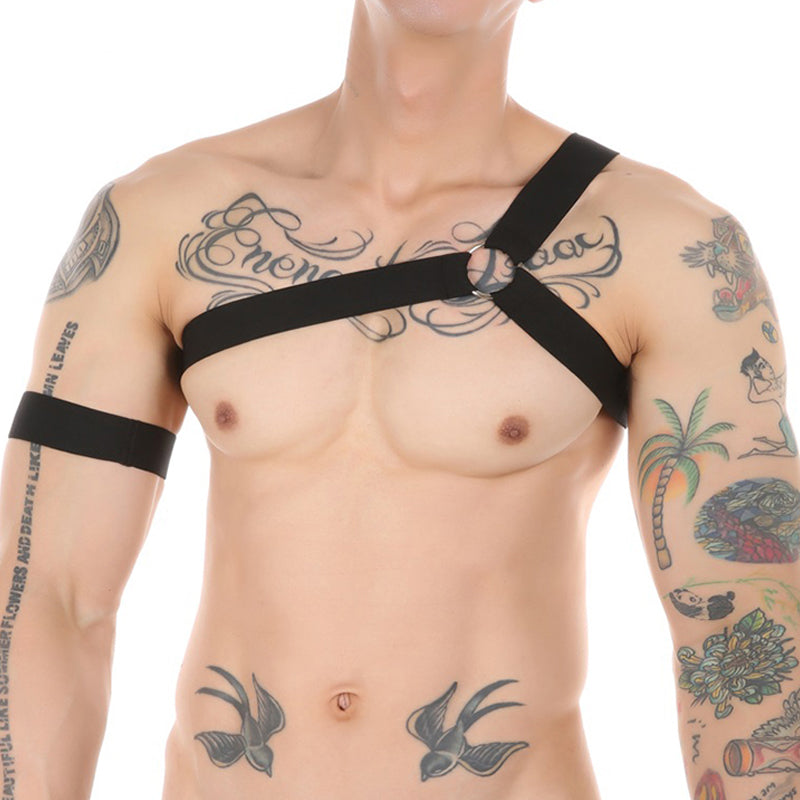 Party Club Chest Shoulder Harness Black