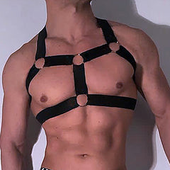 Club Harness T-Front Black with 4 Rings