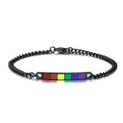 Pride Bracelet Black Stainless Steel Enamel Thin Black