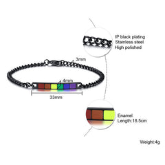 Pride Bracelet Black Stainless Steel Enamel Thin Black