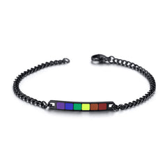 Pride Bracelet Black Stainless Steel Enamel Thin Black