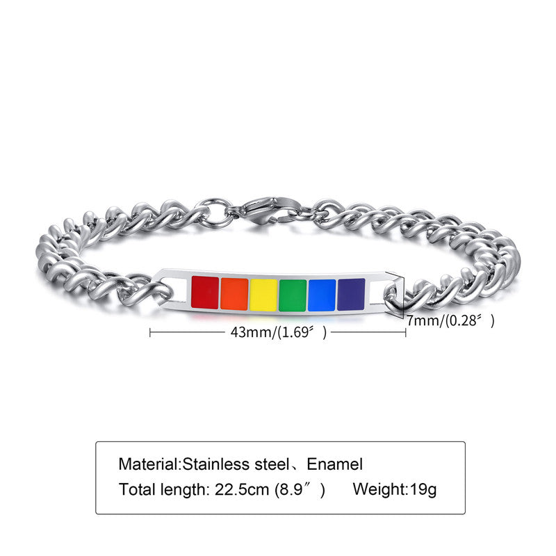 Pride Bracelet Black Stainless Steel Enamel Silver