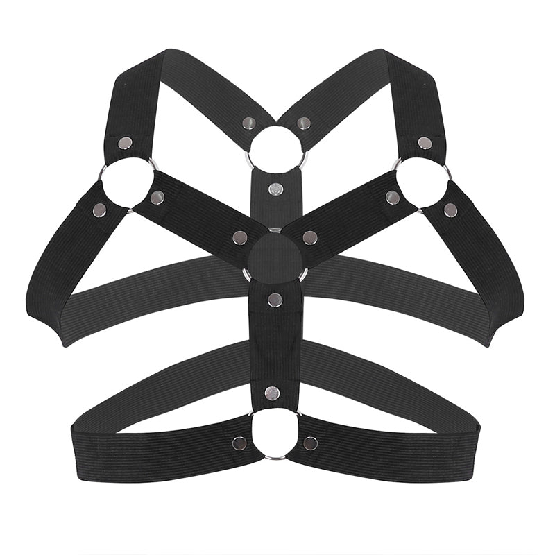 Party Club Harness Black with 5 Metal Rings