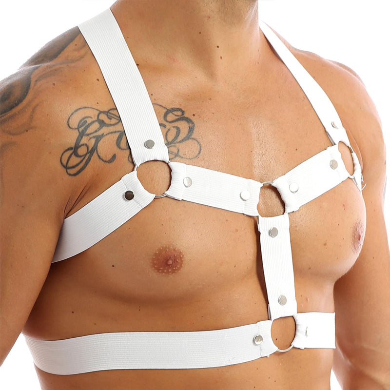 Party Club Harness White with 5 Metal Rings