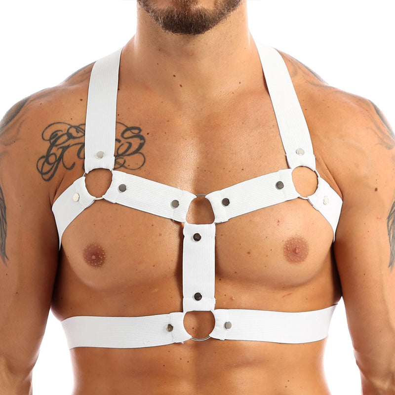 Party Club Harness White with 5 Metal Rings