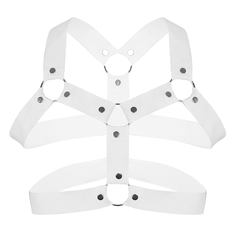 Party Club Harness White with 5 Metal Rings