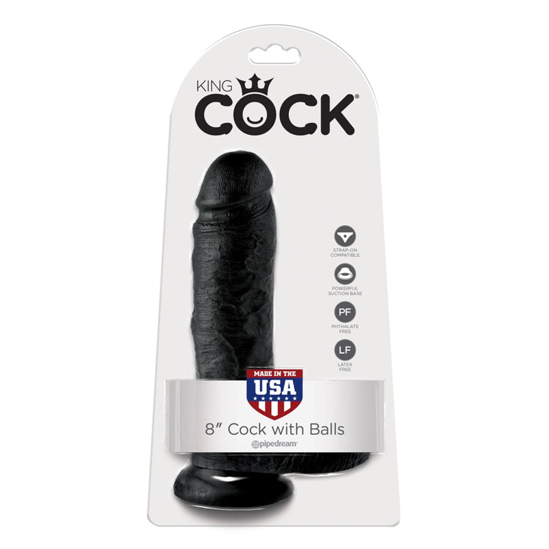 Pipedream King Cock 8" Cock with Balls Black (20 cm)