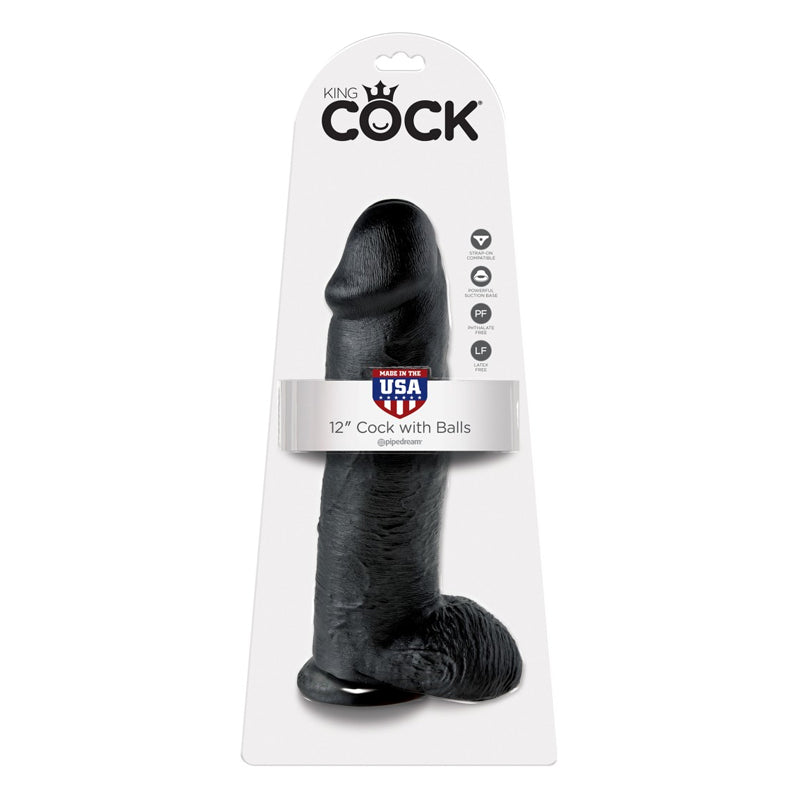 Pipedream King Cock 12" Cock with Balls Black (31 cm)