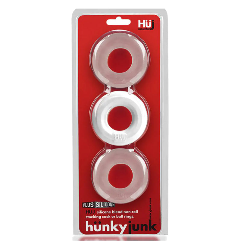 Hünkyjunk HUJ3 Cockring 3-Pack - White Ice + Clear