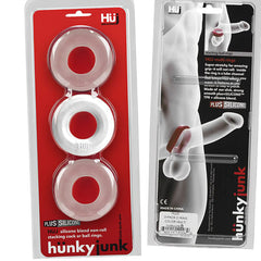 Hünkyjunk HUJ3 Cockring 3-Pack - White Ice + Clear