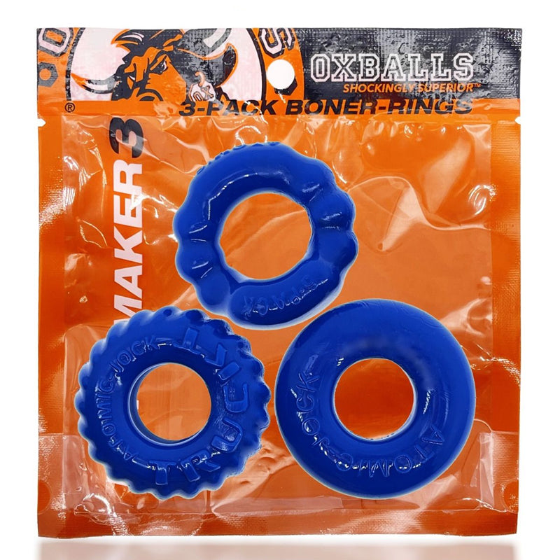 Oxballs BONEMAKER 3-PACK Cockring Kit - Pool Blue