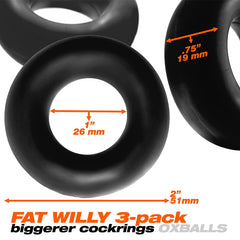 Oxballs FAT WILLY 3-pack Cockrings - Steel