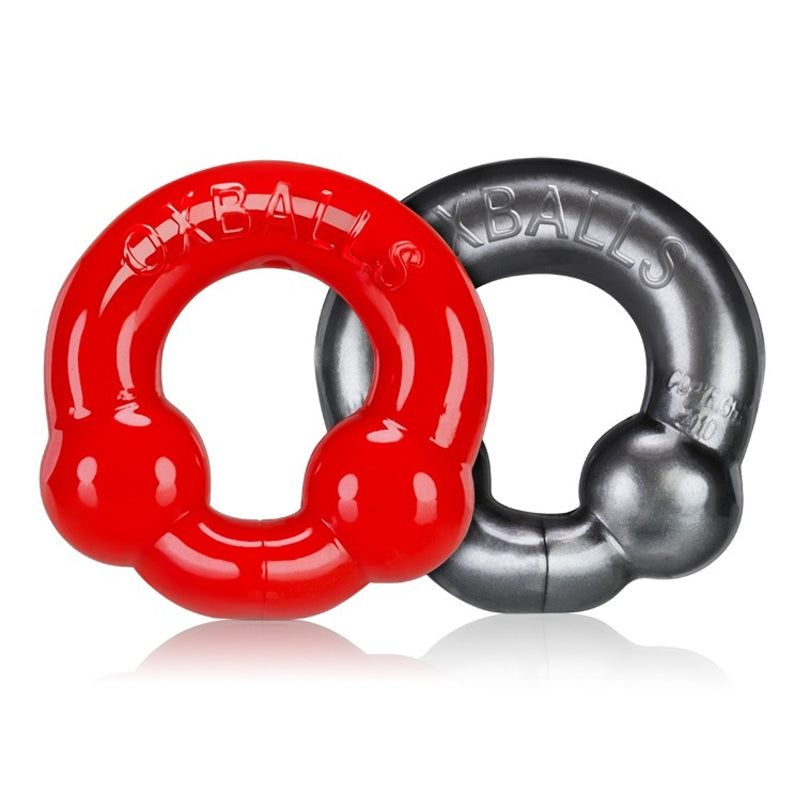 Oxballs Ultraballs Cockring 2-pack Steel + Red